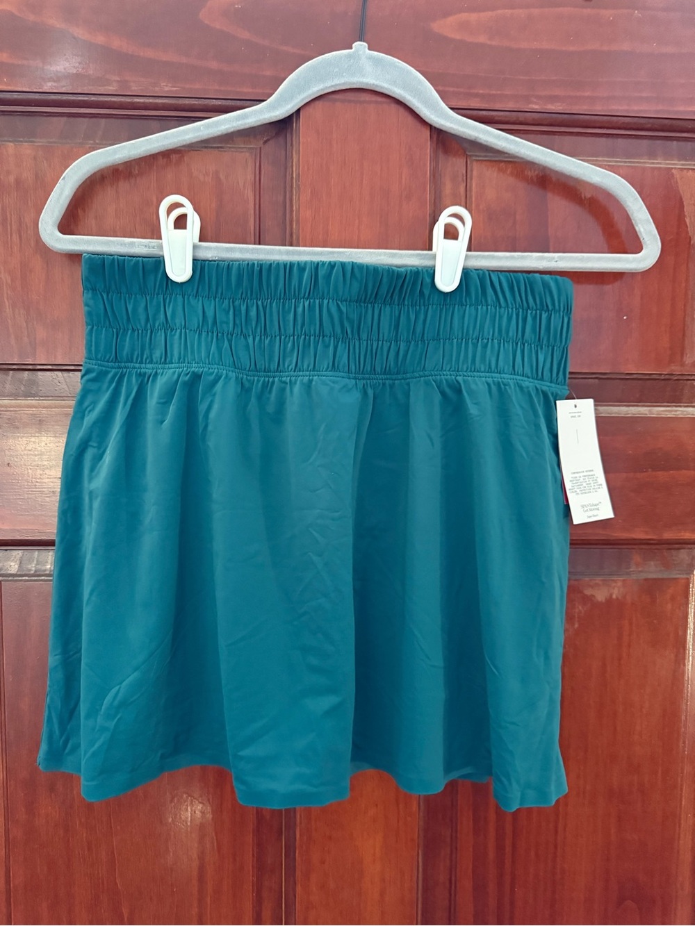 SPANX Teal Smocked Mini Skort